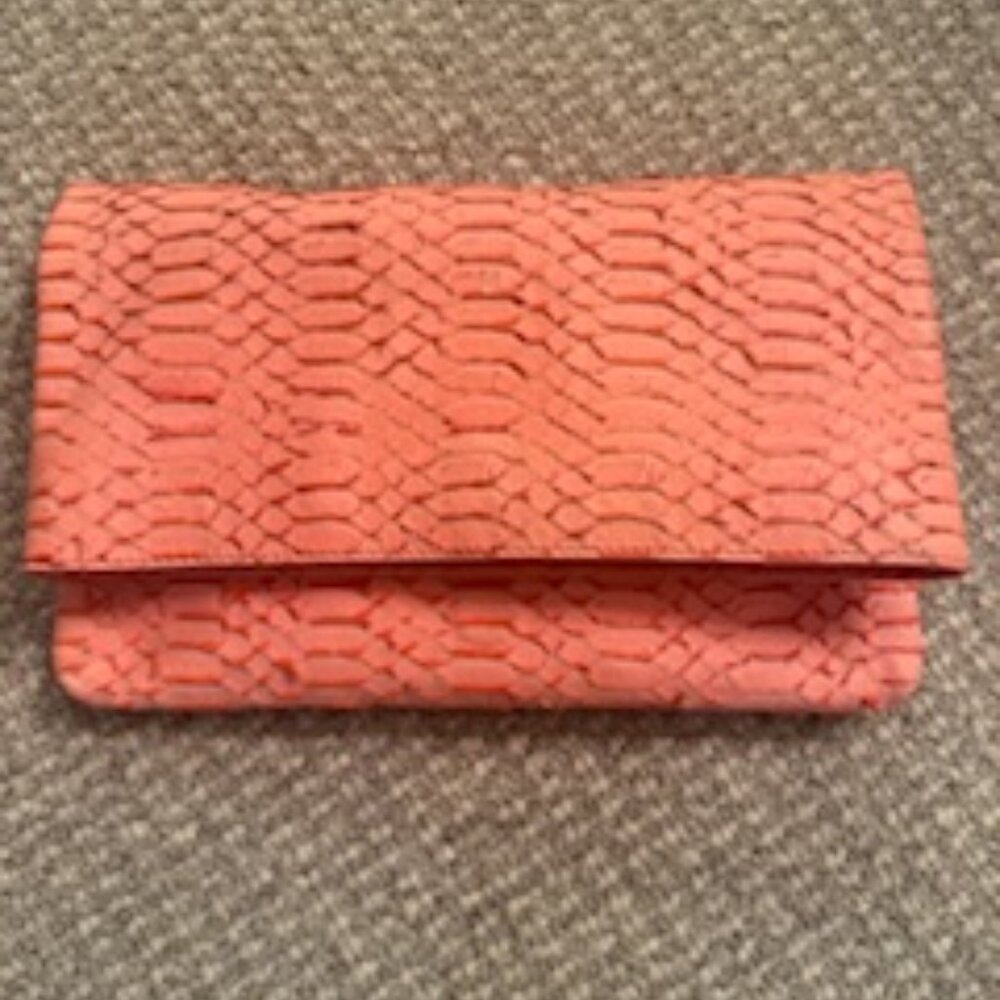 Alice + Olivia Coral Embossed Foldover Clutch with Chain Strap